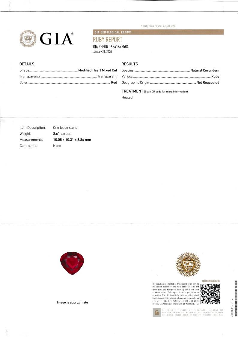 red mozambique ruby, 3.61ct pear cut — laboratory certificate