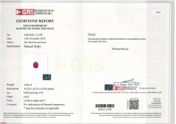 Pigeons Blood red mozambique ruby, 4.03ct oval cut — laboratory certificate