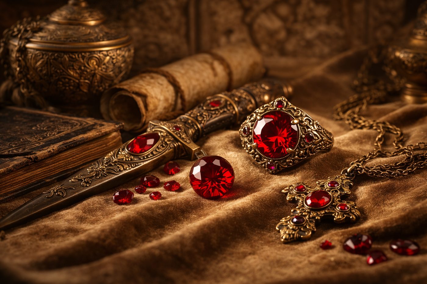 Ancient artifacts featuring rubies and their historical context