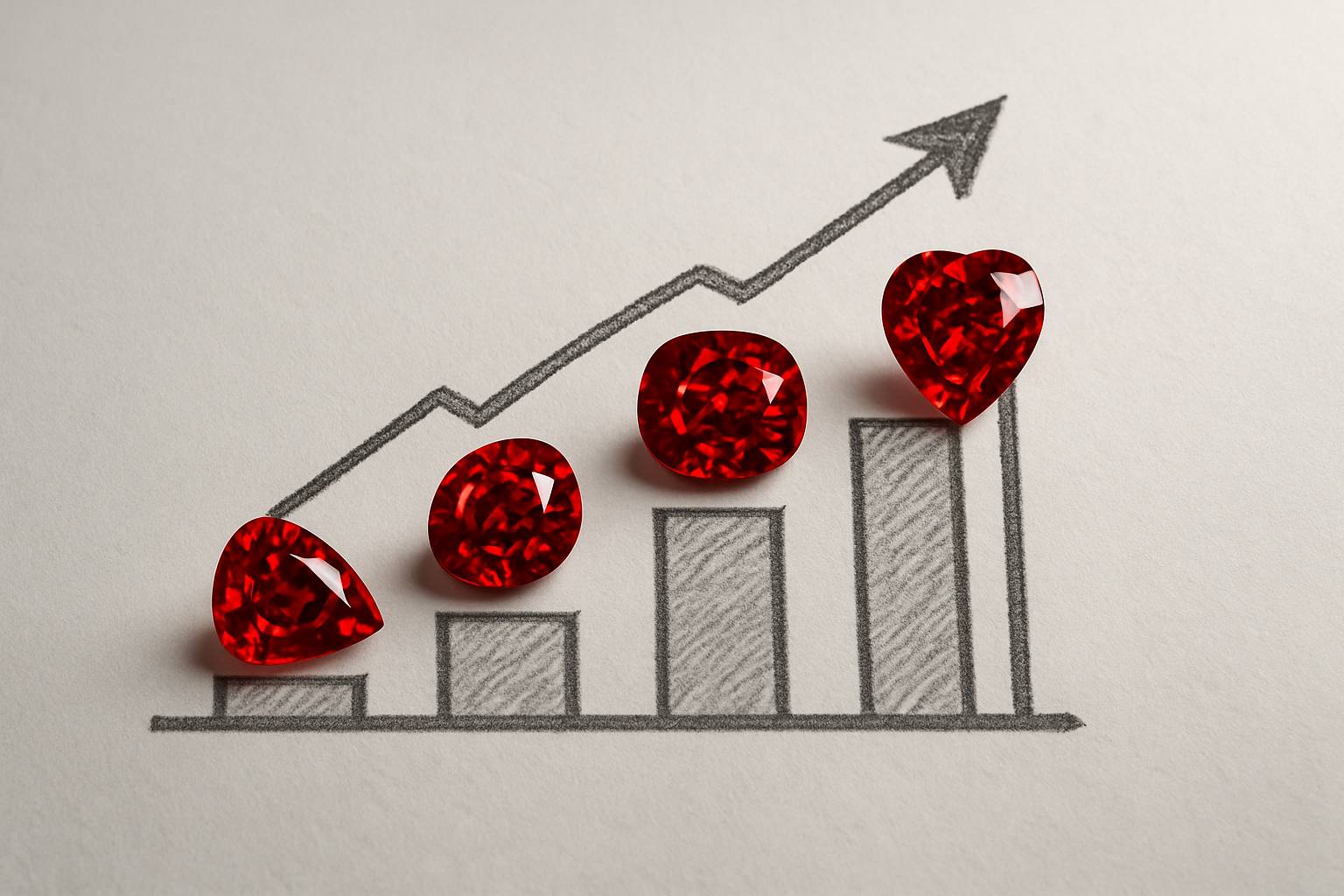 a visual representation of a gemstone market chart, highlighting trends and growth in demand