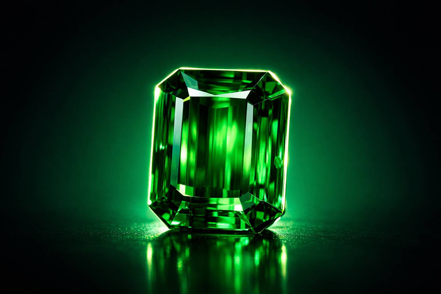 a close-up of a vivid green tourmaline displaying color depth and clarity on a soft backdrop