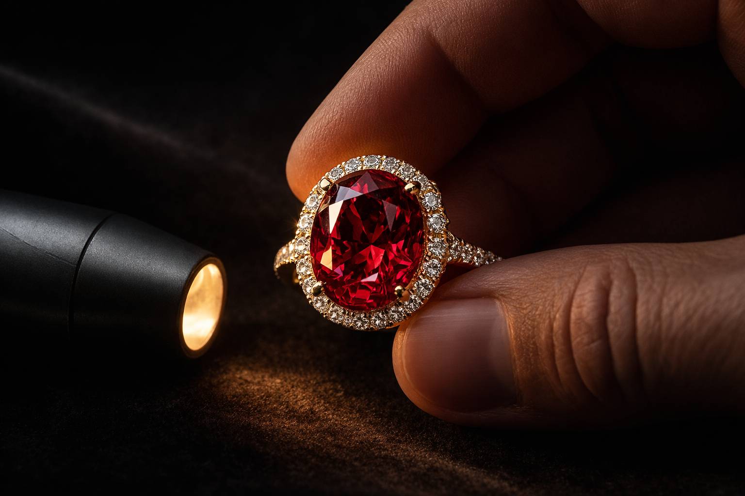 A vivid ruby gemstone showcasing its deep red color