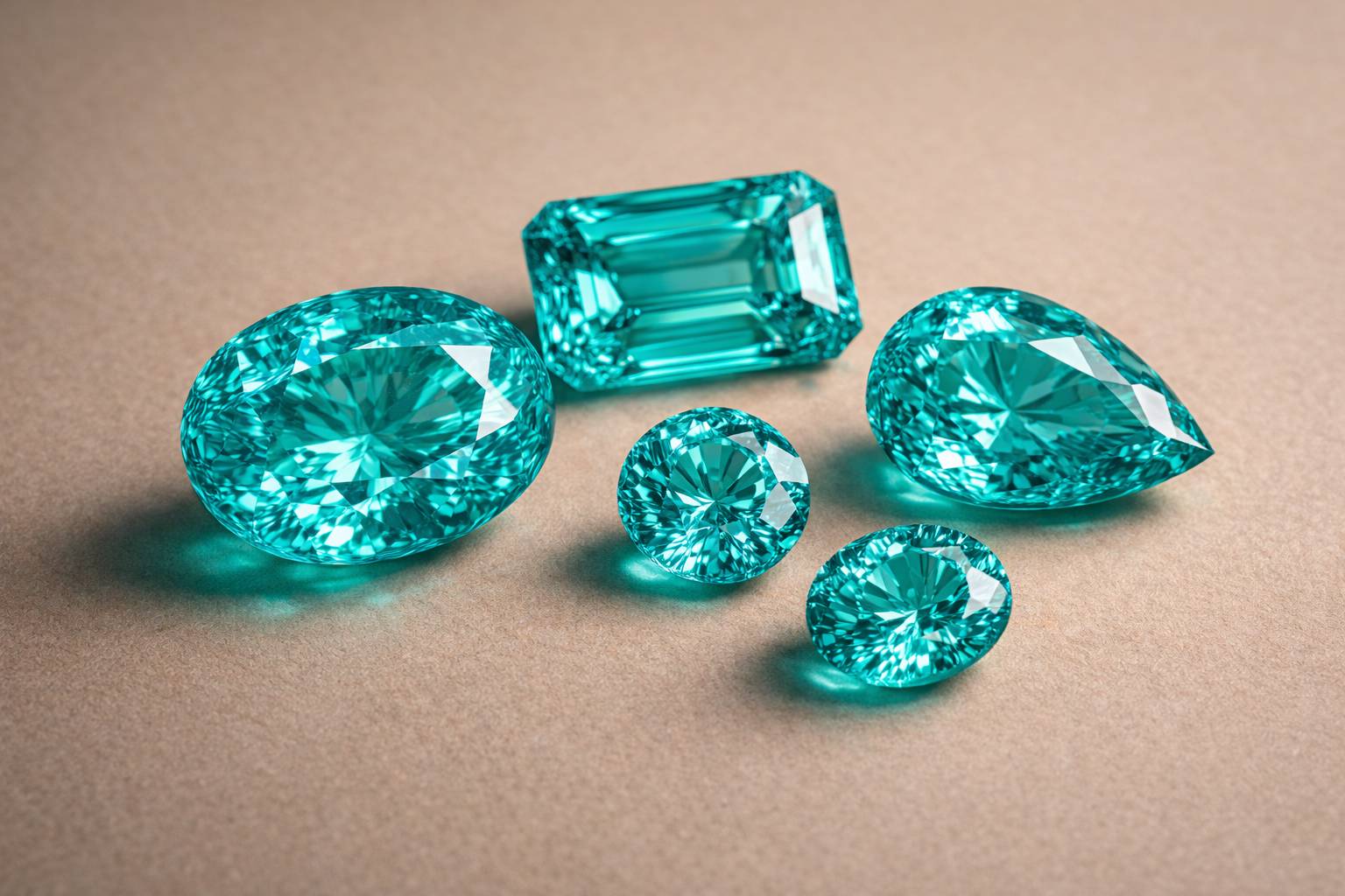 Close-up of neon blue Paraiba tourmaline gemstone