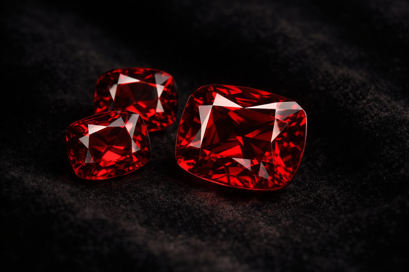 A detailed view of spinel gemstones showcasing their hardness and brilliance