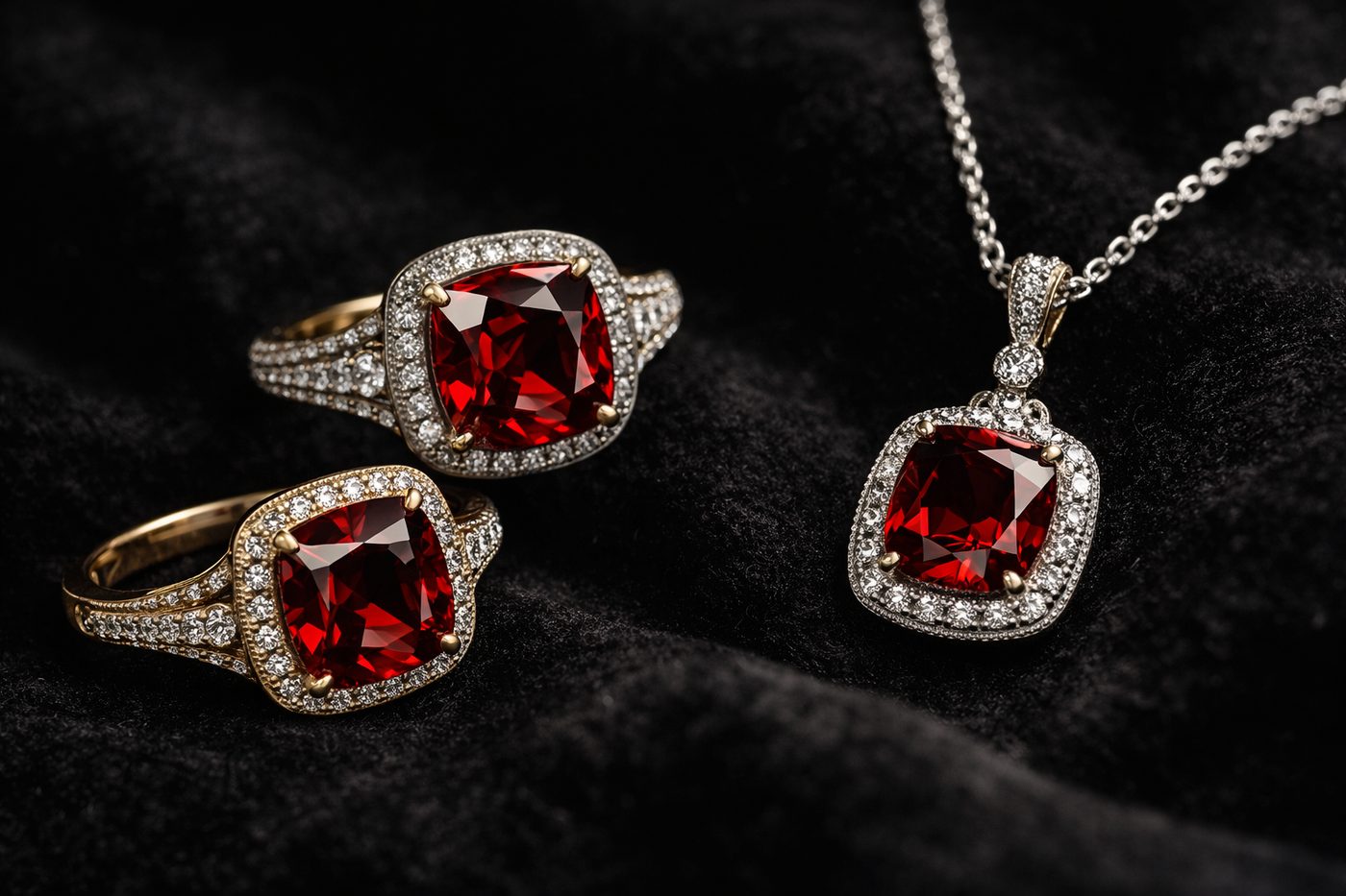 Various jewelry settings designed to protect spinel stones