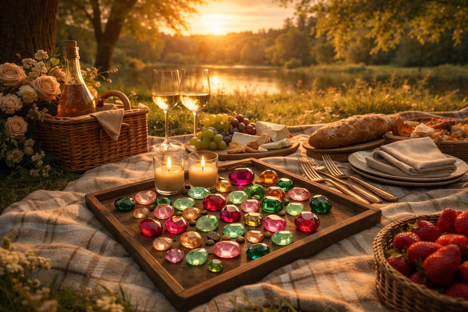 A picturesque picnic setup in a scenic park