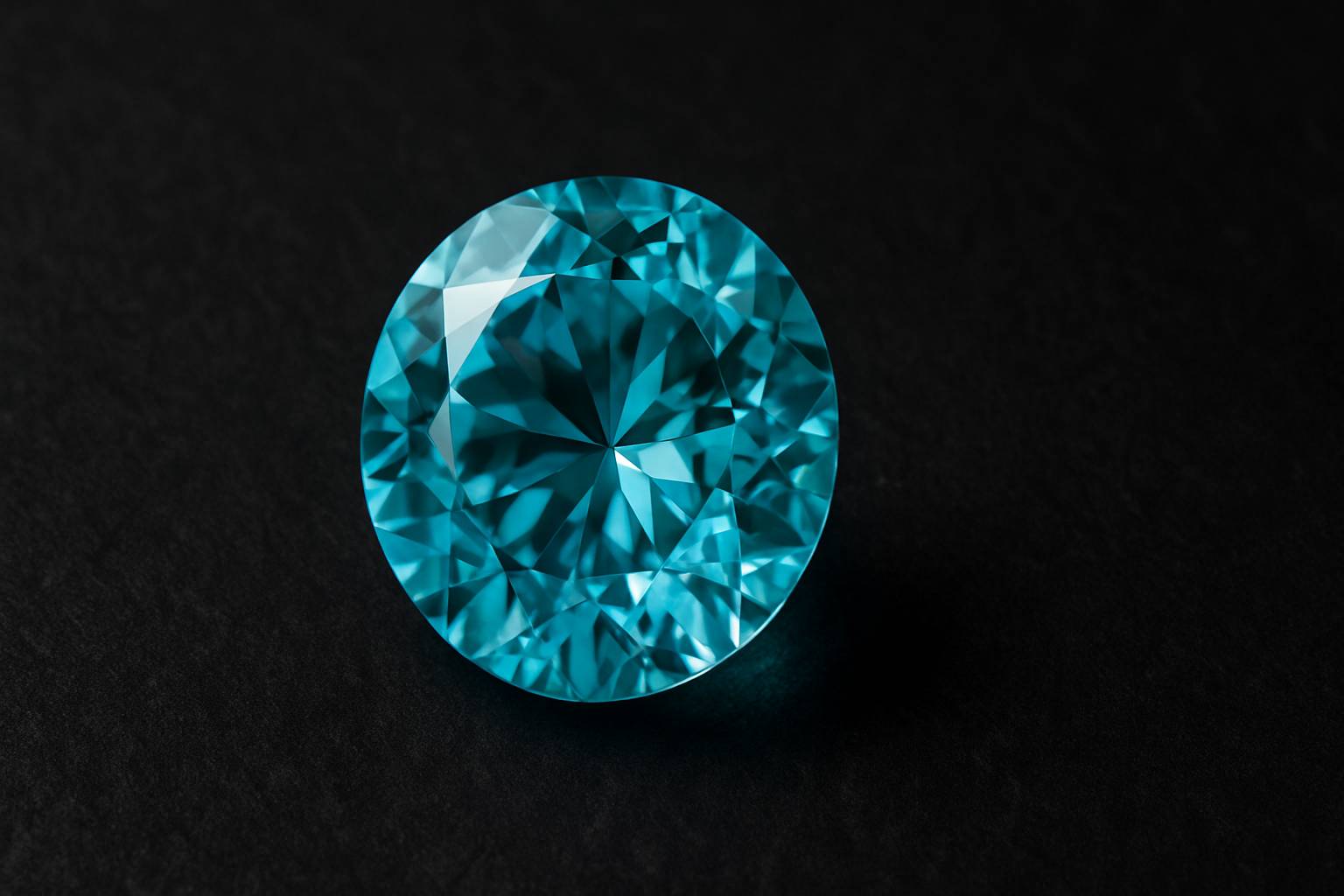 a close-up of a polished aquamarine stone on a dark background, highlighting its clarity and color