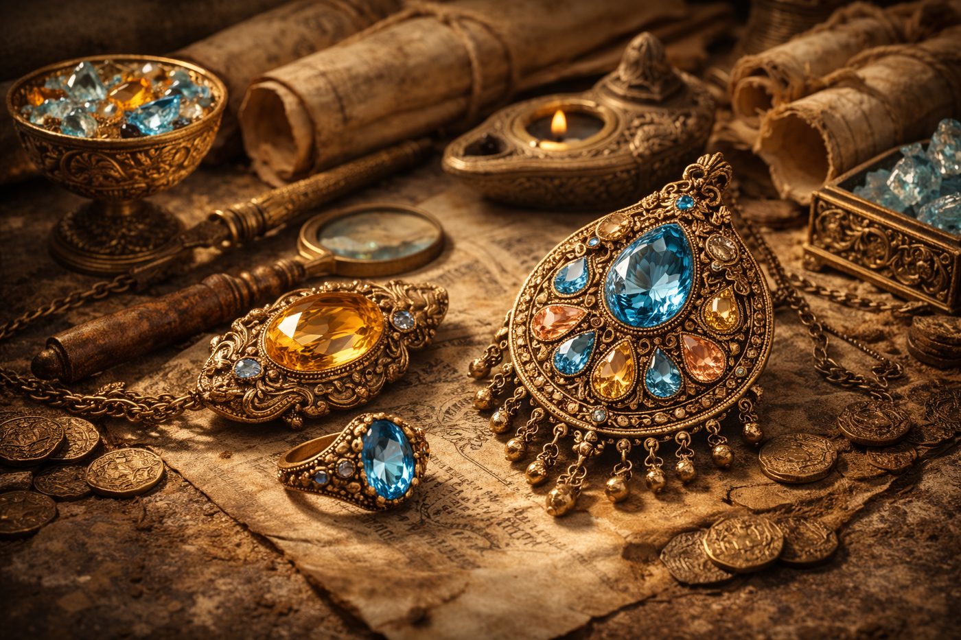Ancient artifacts showcasing topaz in historical contexts