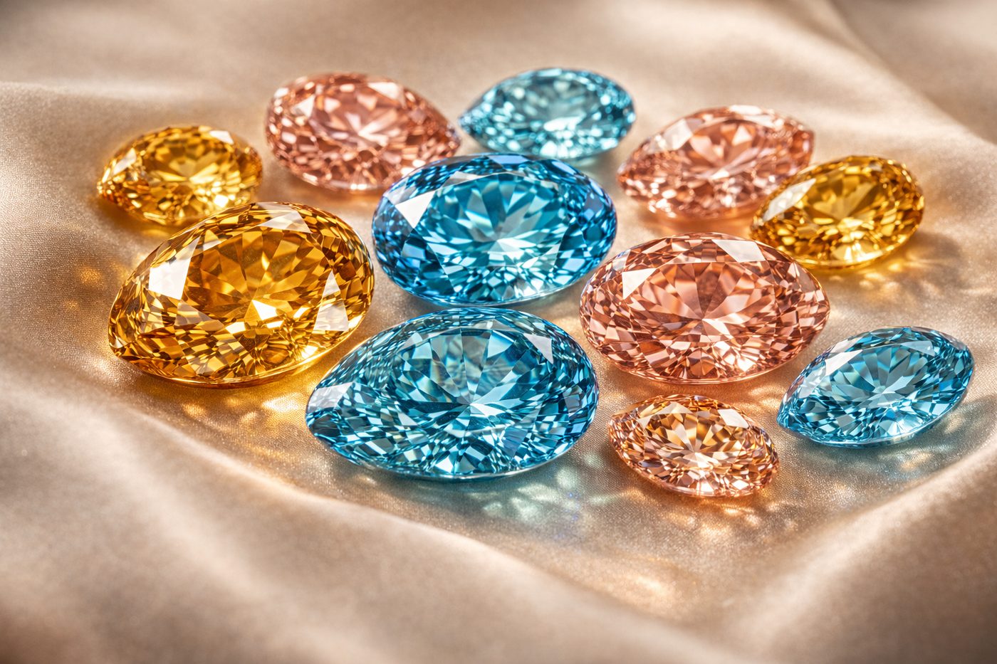 A detailed view of topaz crystals revealing their structure