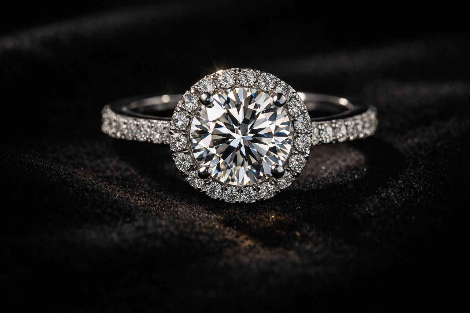 Close-up of a sparkling diamond ring