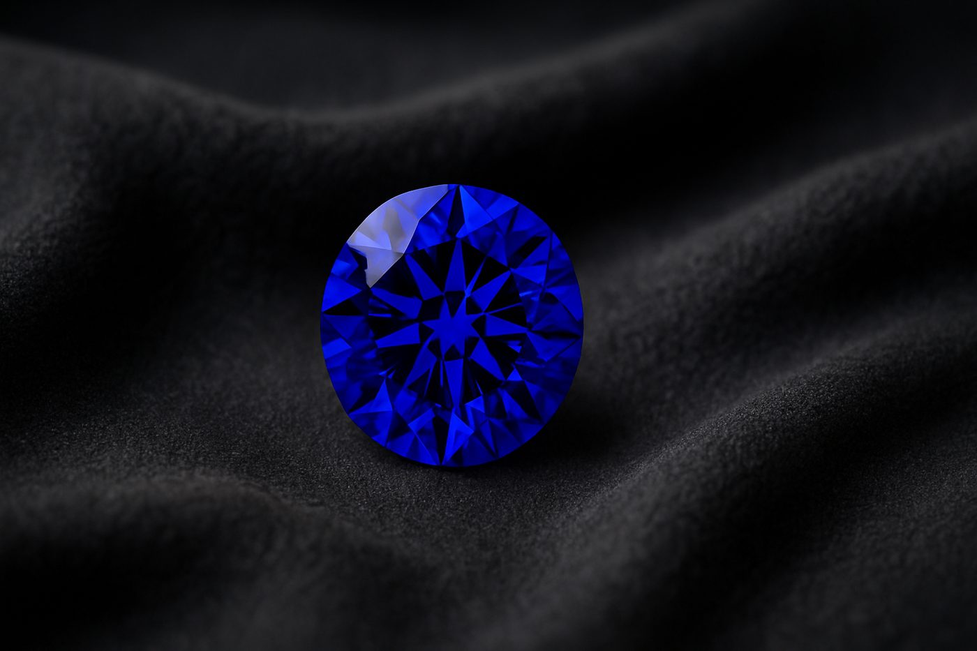 an elegant sapphire ring on a soft fabric background, highlighting its beauty