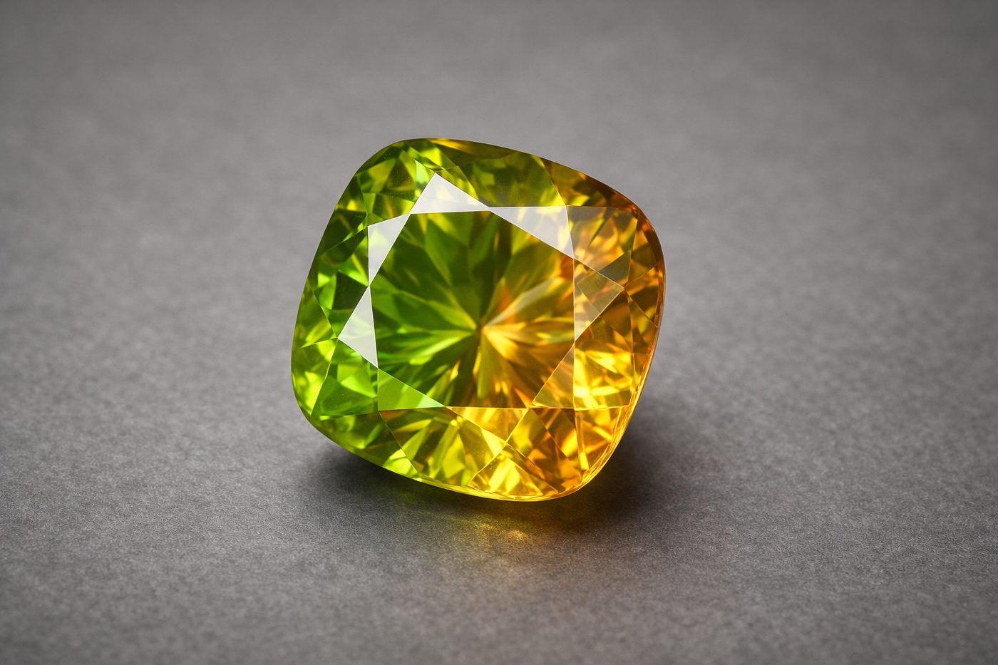 Close-up of sphene gem highlighting its vibrant color and clarity