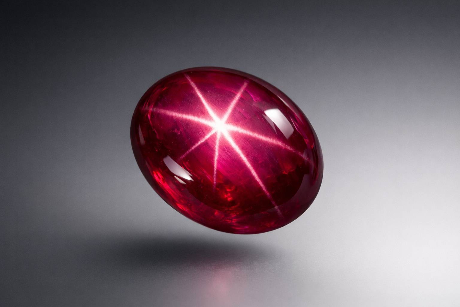a close-up of a star ruby highlighting its rich red color and asterism