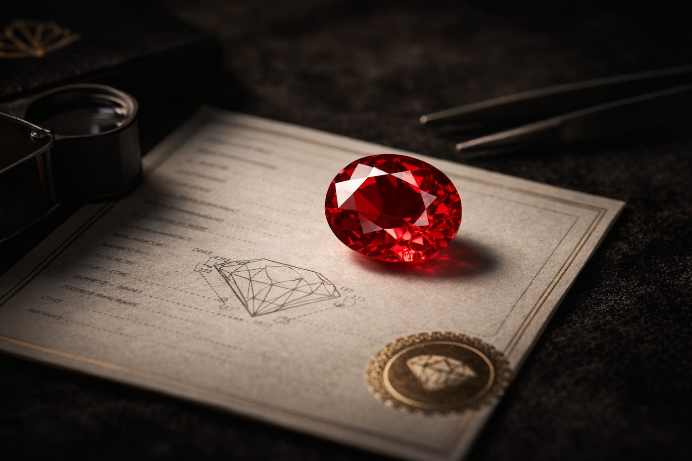 An example of a certified ruby with a gemological report