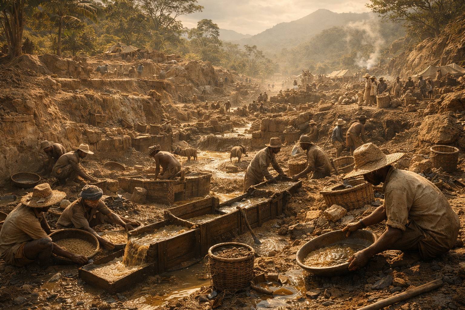 A historical depiction of Sphene mining in Madagascar