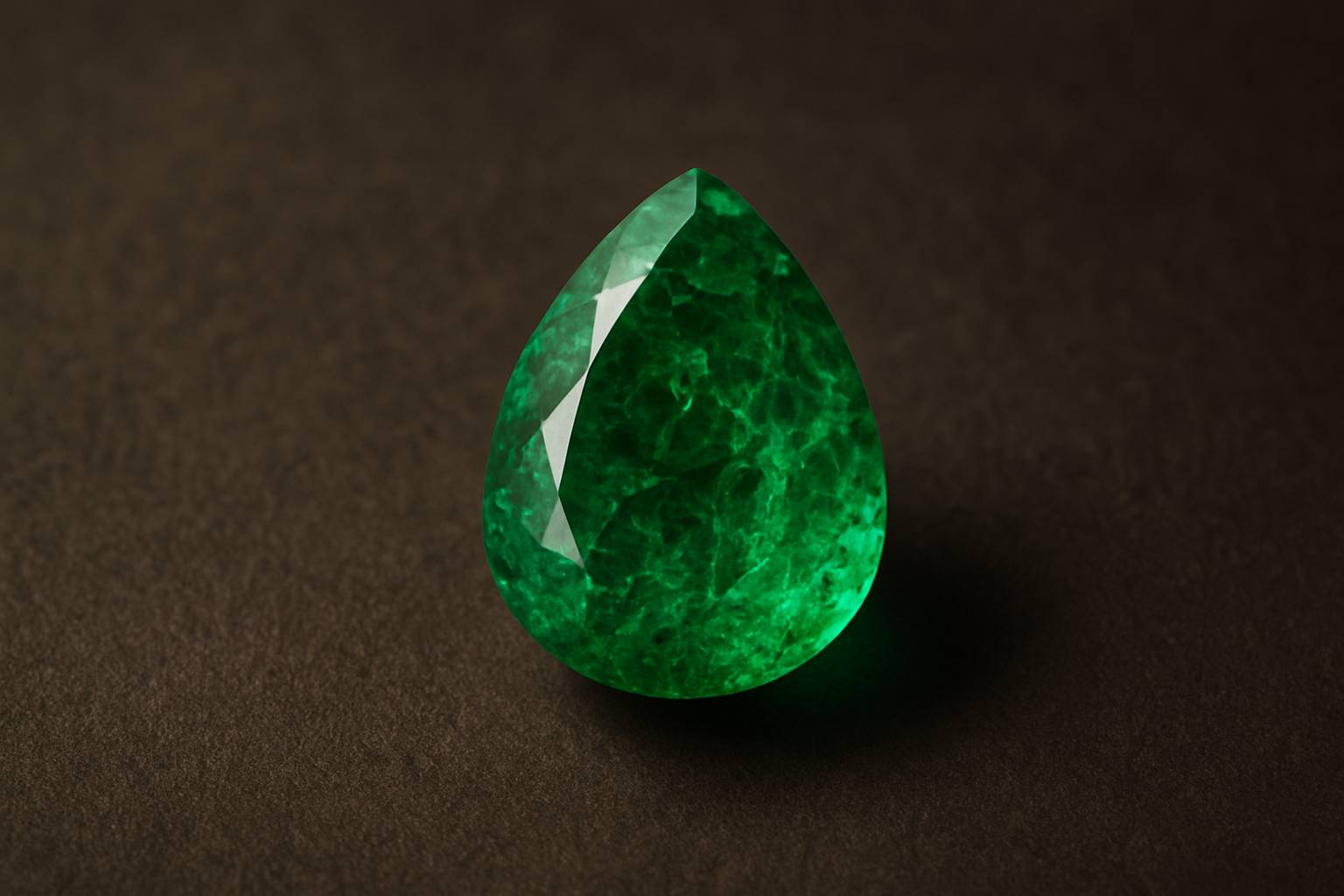 a detailed view of a Zambian emerald highlighting its color and inclusions