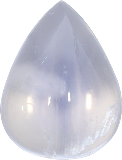 Pear cut blue moonstone, 21 by 15.95 mm, shown at actual size