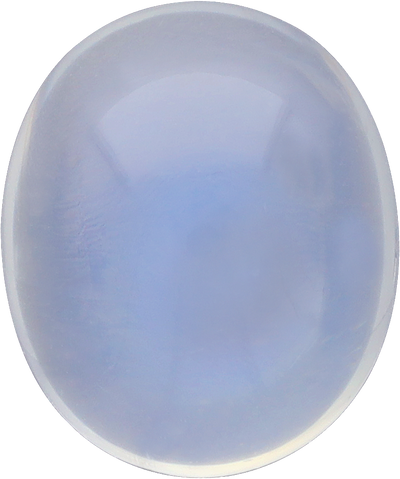 Oval cut blue moonstone, 10.76 by 9.01 mm, shown at actual size