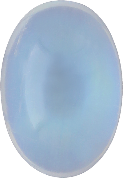 Oval cut blue moonstone, 10.78 by 7.46 mm, shown at actual size