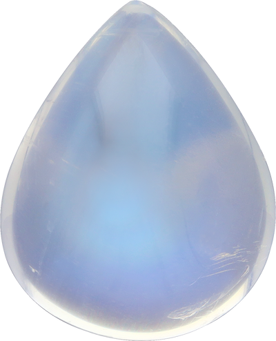 Pear cut blue moonstone, 15.89 by 12.92 mm, shown at actual size