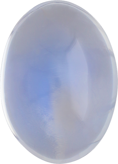 Oval cut blue moonstone, 13.87 by 10.02 mm, shown at actual size