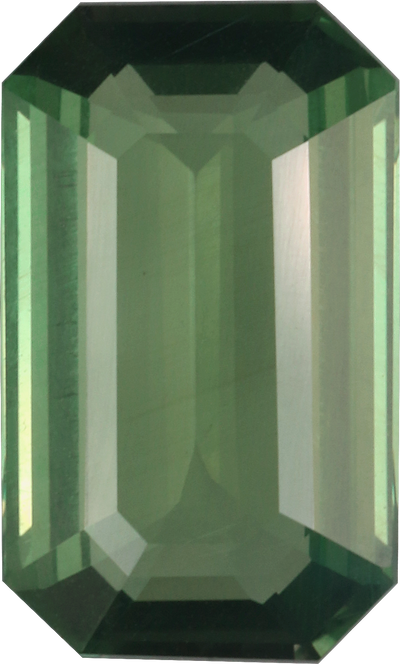 Rectangular cut alexandrite, 12.91 by 7.76 mm, shown at actual size