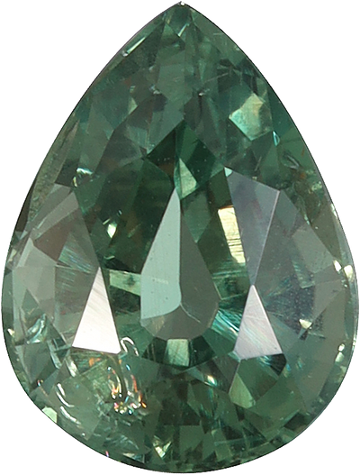 Pear cut alexandrite, 6.67 by 5.09 mm, shown at actual size