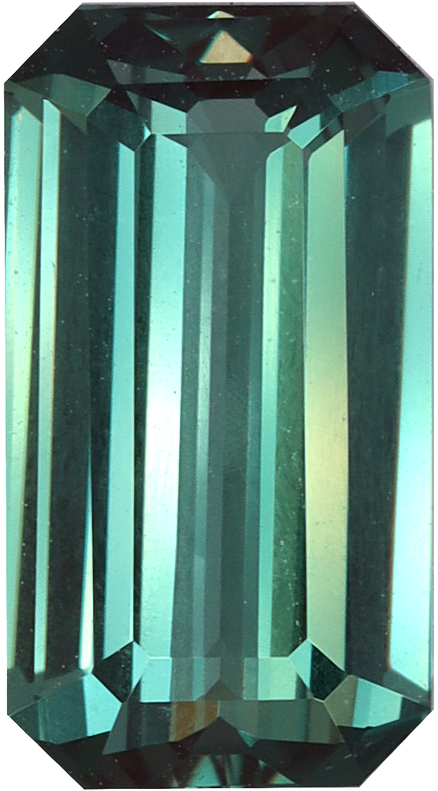 Rectangular cut alexandrite, 10.25 by 5.63 mm, shown at actual size