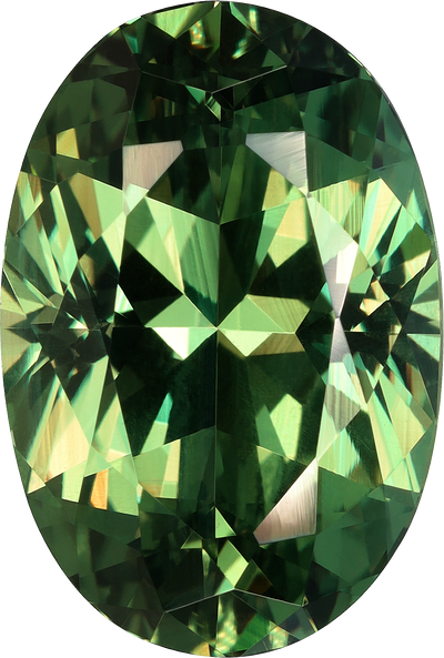 Oval cut alexandrite, 15.12 by 10.21 mm, shown at actual size
