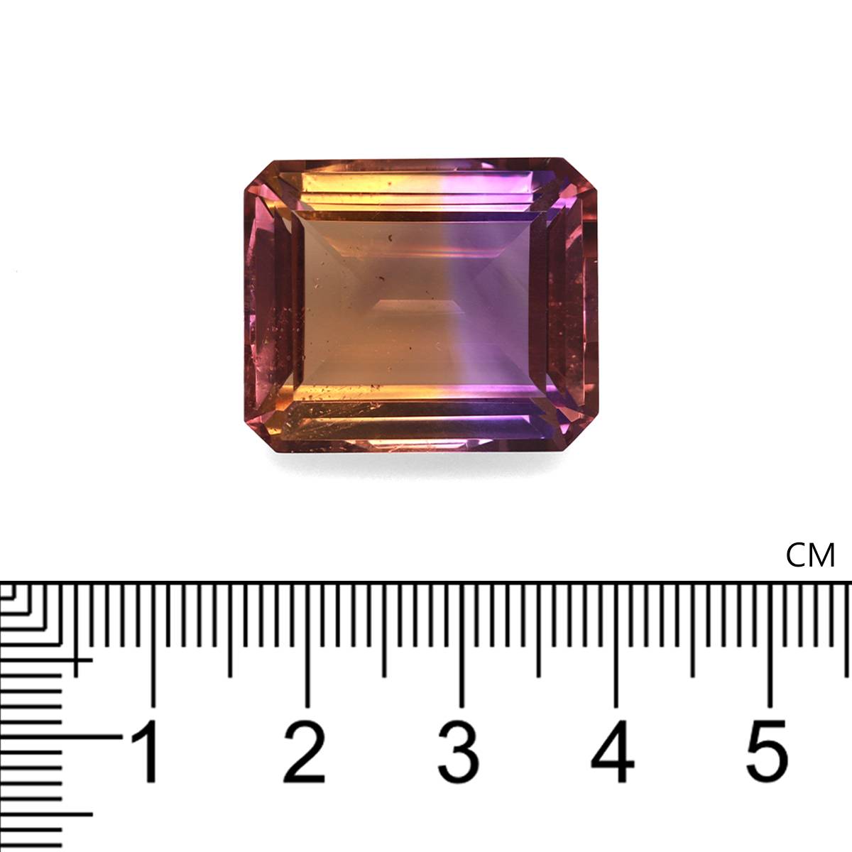 bi colour ametrine, 37.29ct rectangular cut — view 4