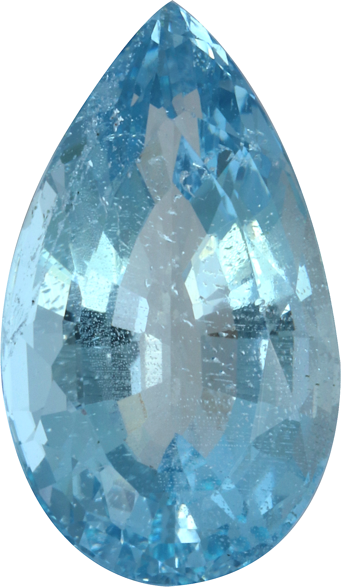 Pear cut aquamarine, 14.04 by 8.19 mm, shown at actual size