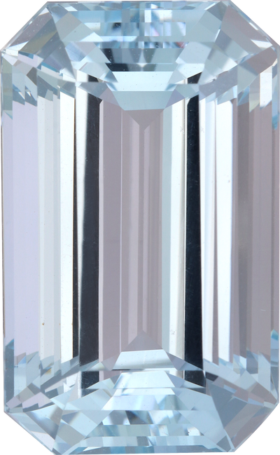 Rectangular cut aquamarine, 19.94 by 12.25 mm, shown at actual size