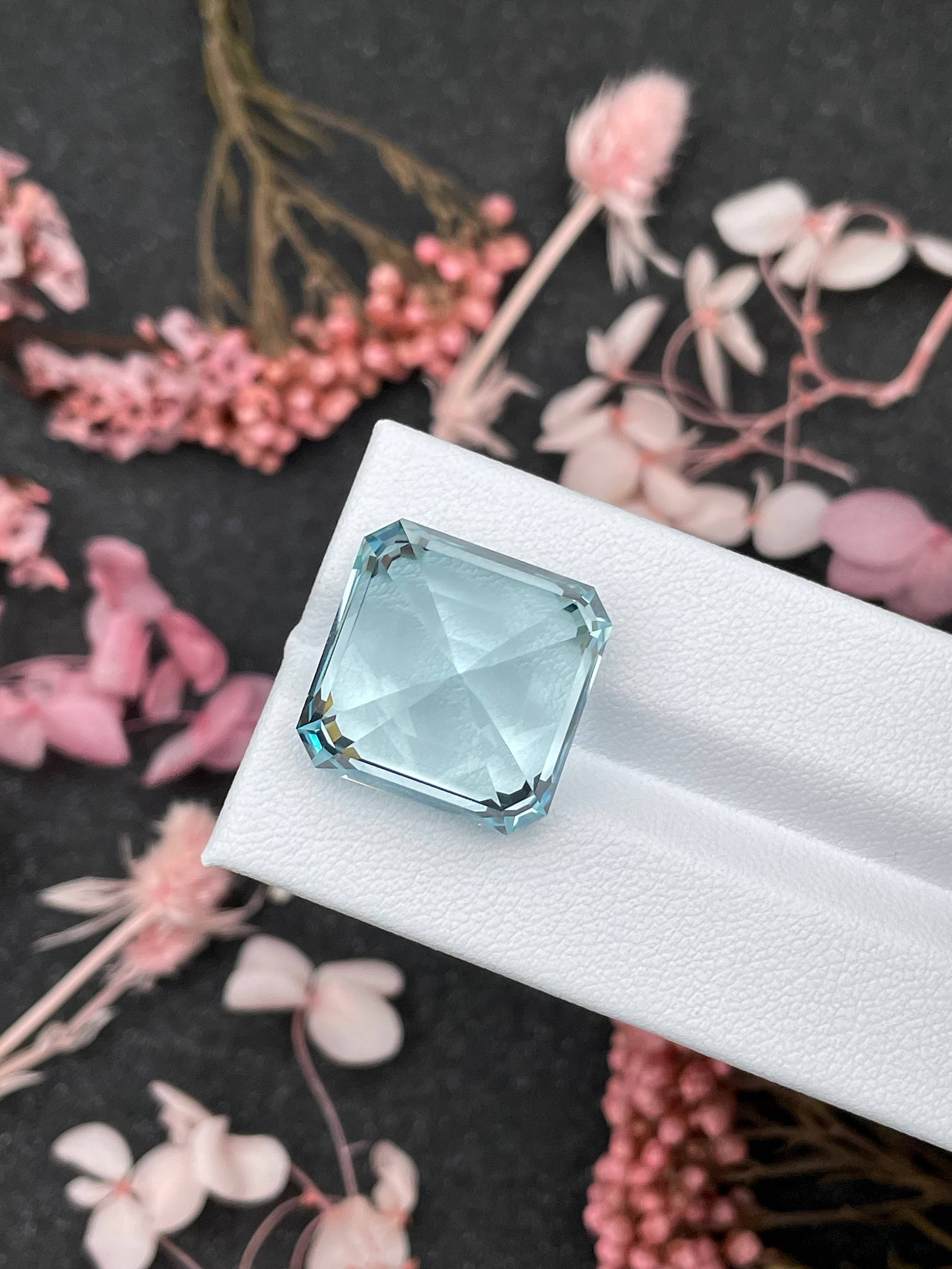 baby blue aquamarine, 29.81ct square cut — view 6
