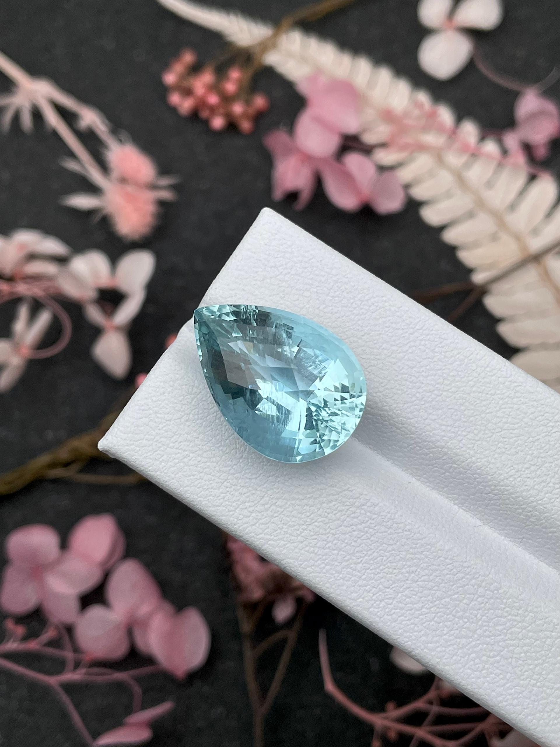 arctic blue aquamarine, 18.03ct pear cut — view 5