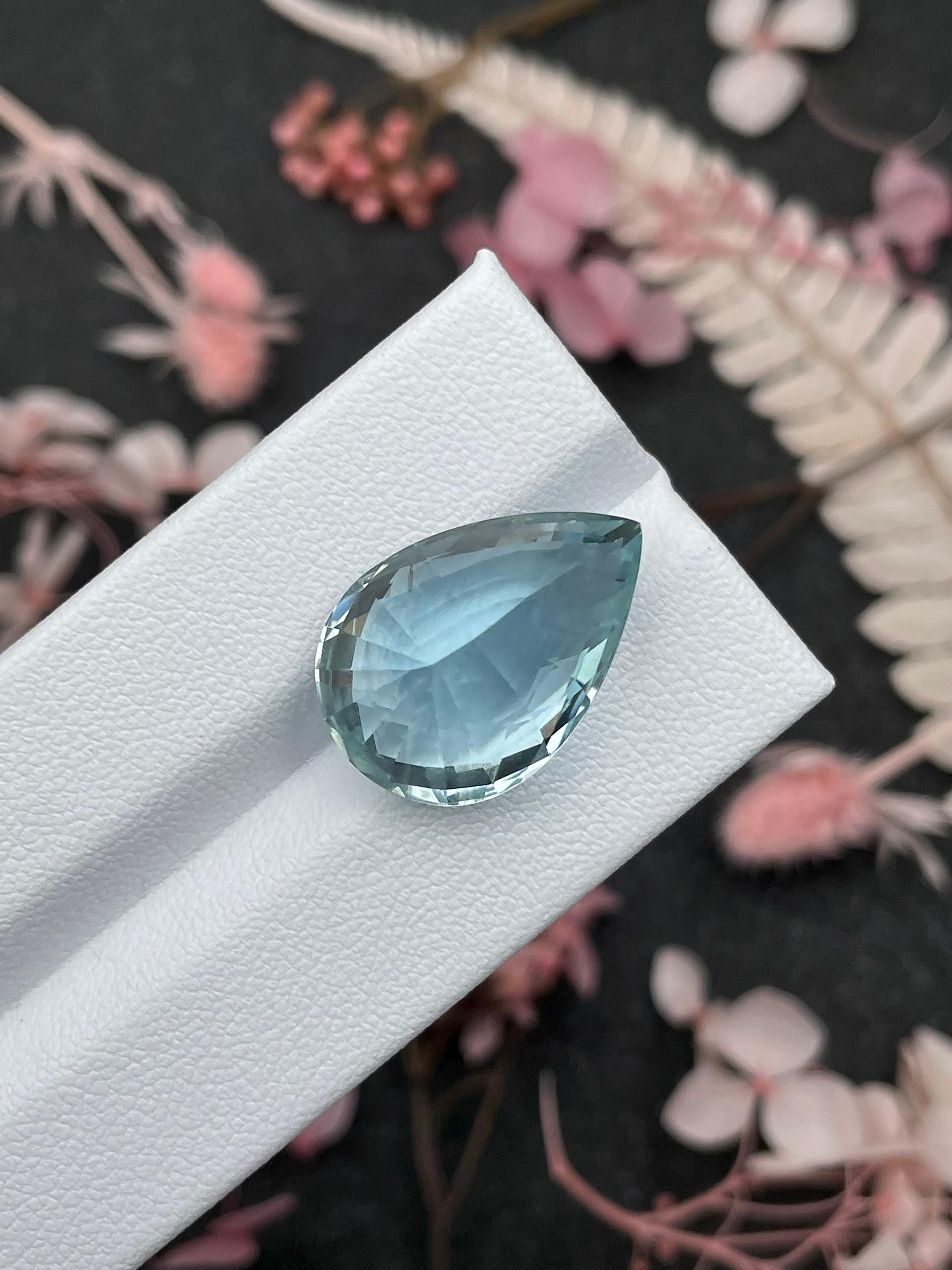arctic blue aquamarine, 18.03ct pear cut — view 6