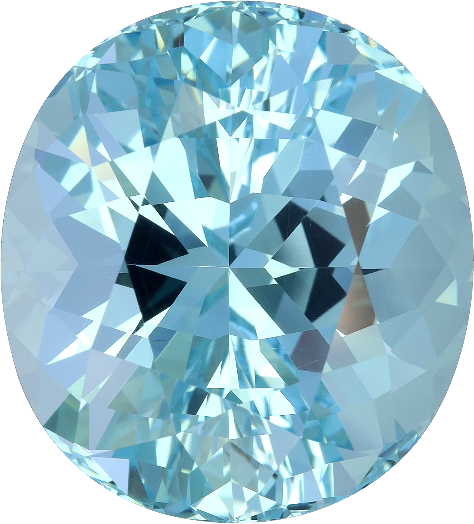 Oval cut aquamarine, 28.1 by 25.46 mm, shown at actual size