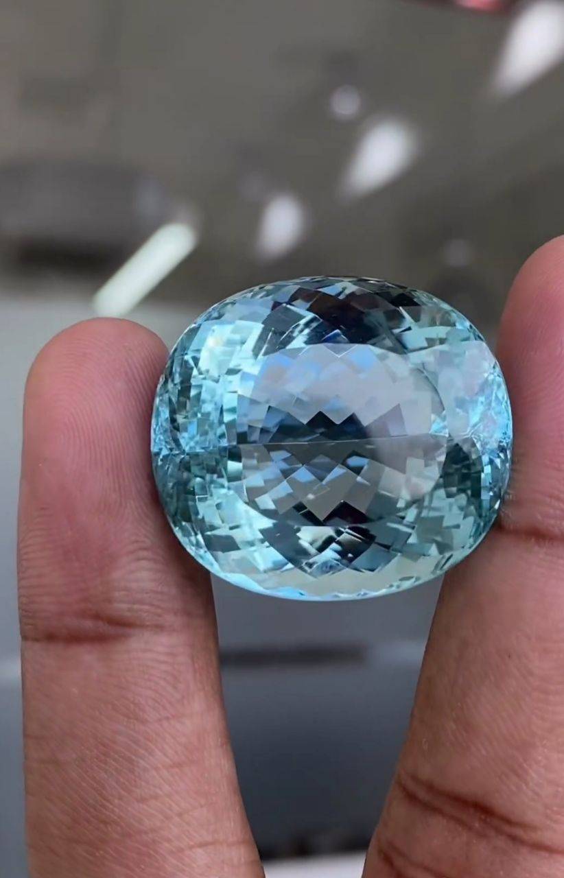 baby blue aquamarine, 75.77ct oval cut — view 5