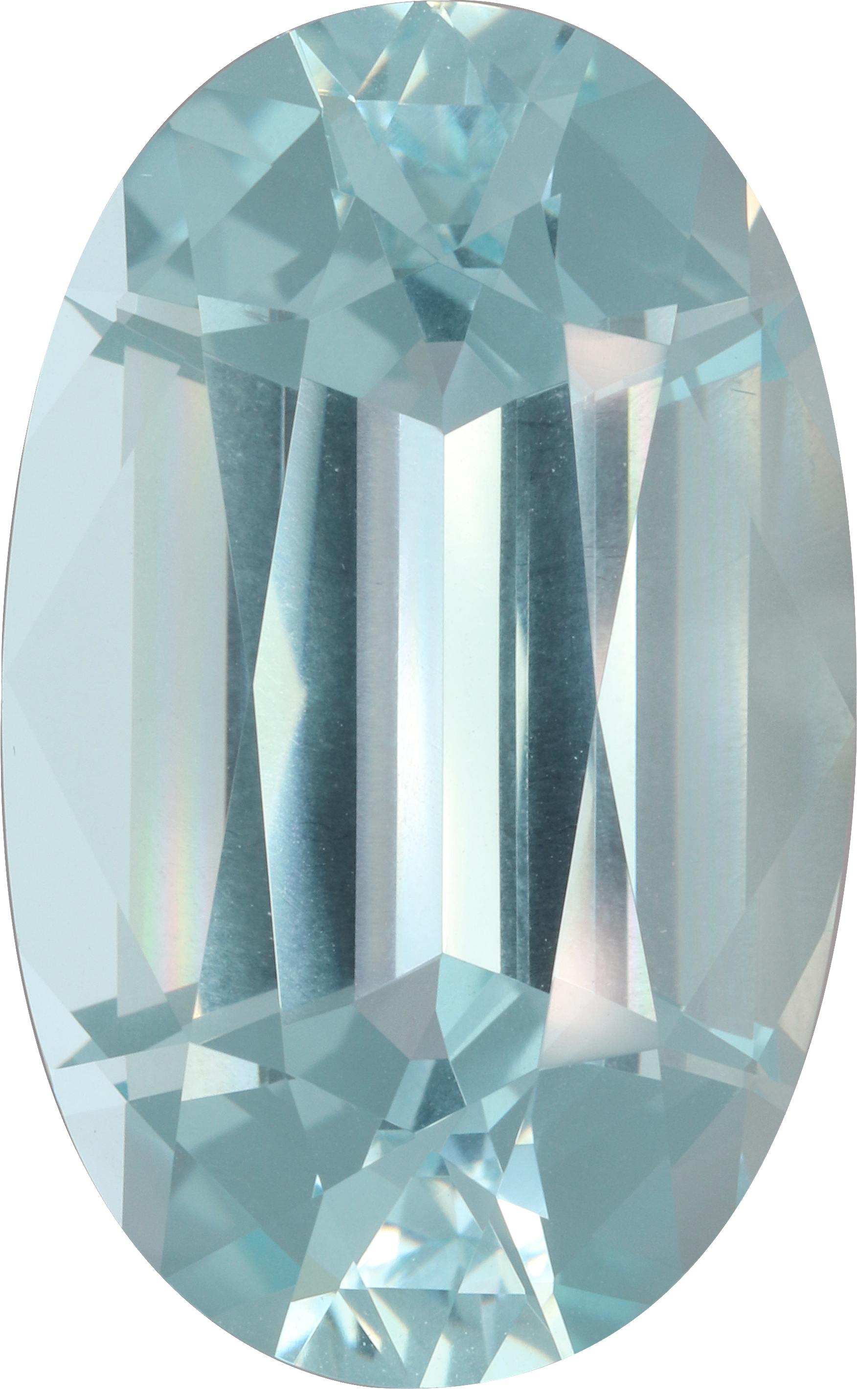 Oval cut aquamarine, 26.1 by 16.14 mm, shown at actual size