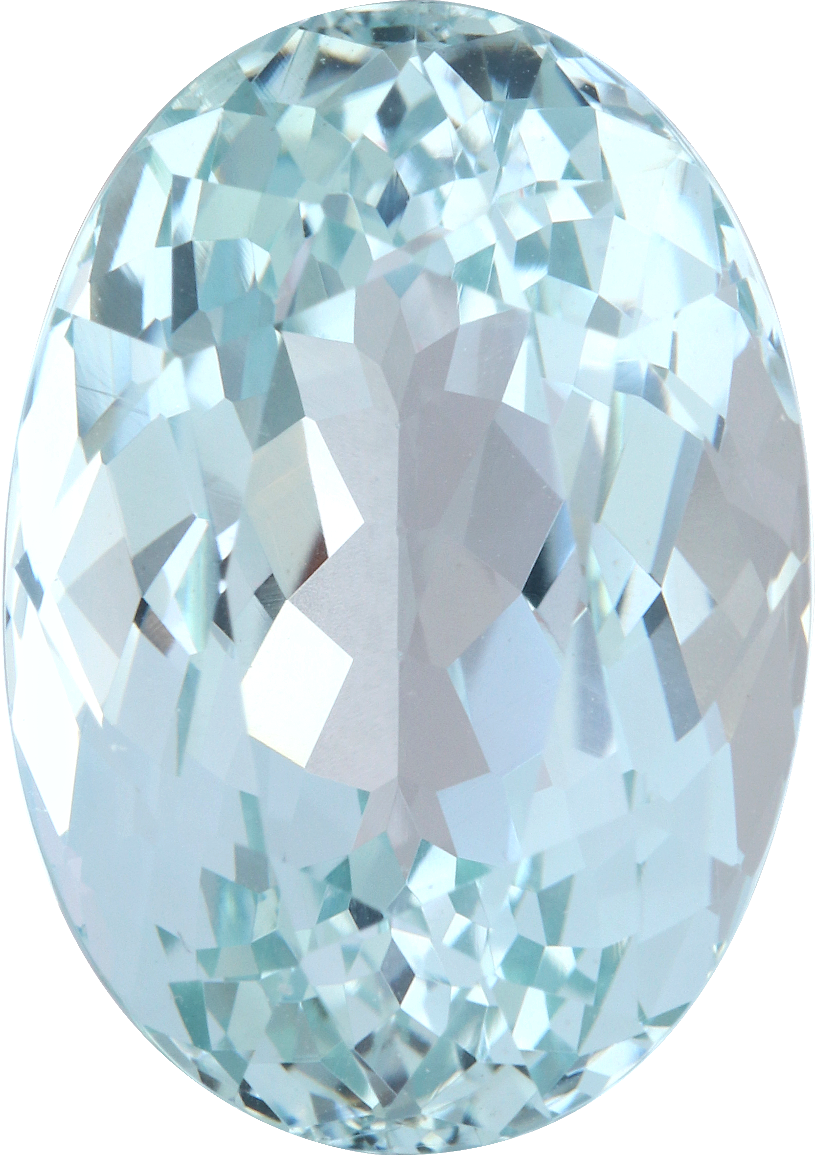 Oval cut aquamarine, 16.8 by 11.8 mm, shown at actual size