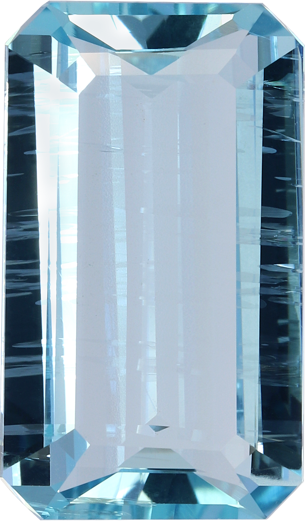 Rectangular cut aquamarine, 17.5 by 10.3 mm, shown at actual size