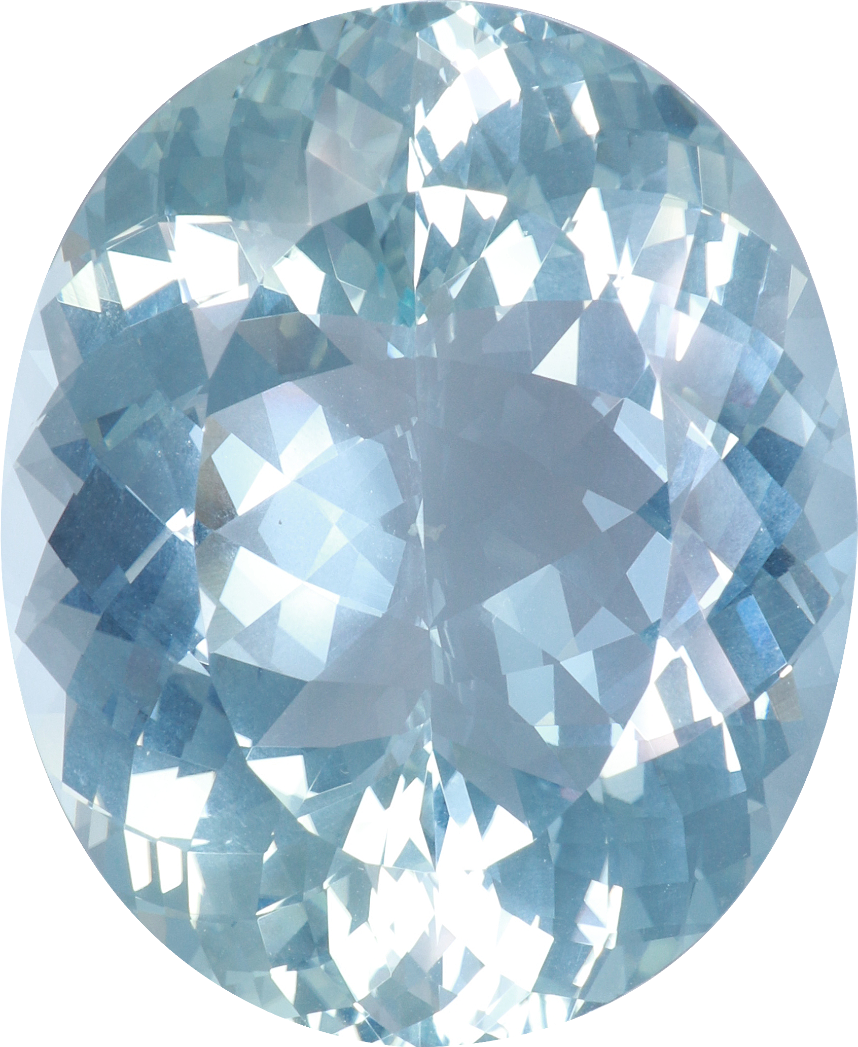 Oval cut aquamarine, 36.8 by 30.2 mm, shown at actual size