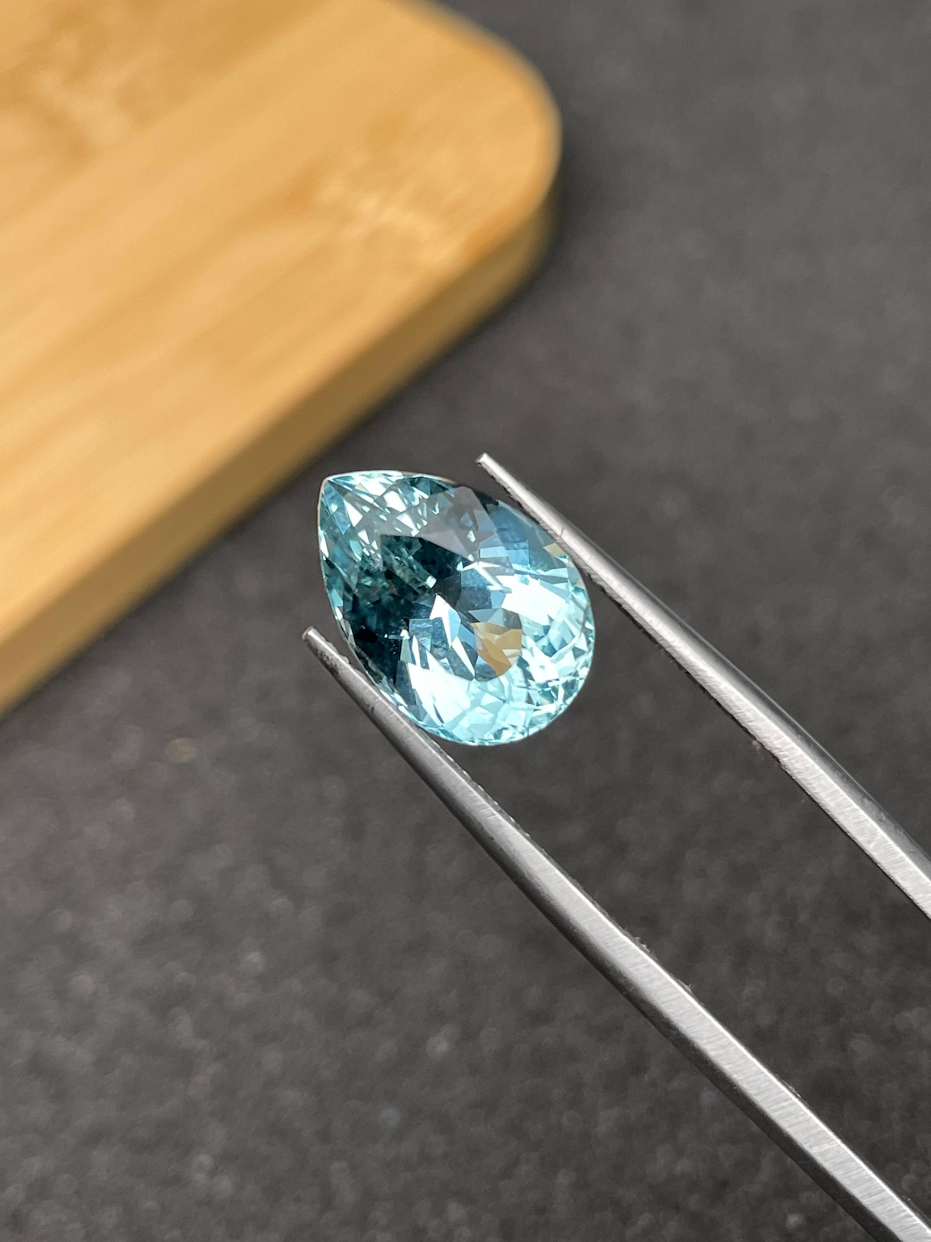 sky blue aquamarine, 5.27ct pear cut — view 5