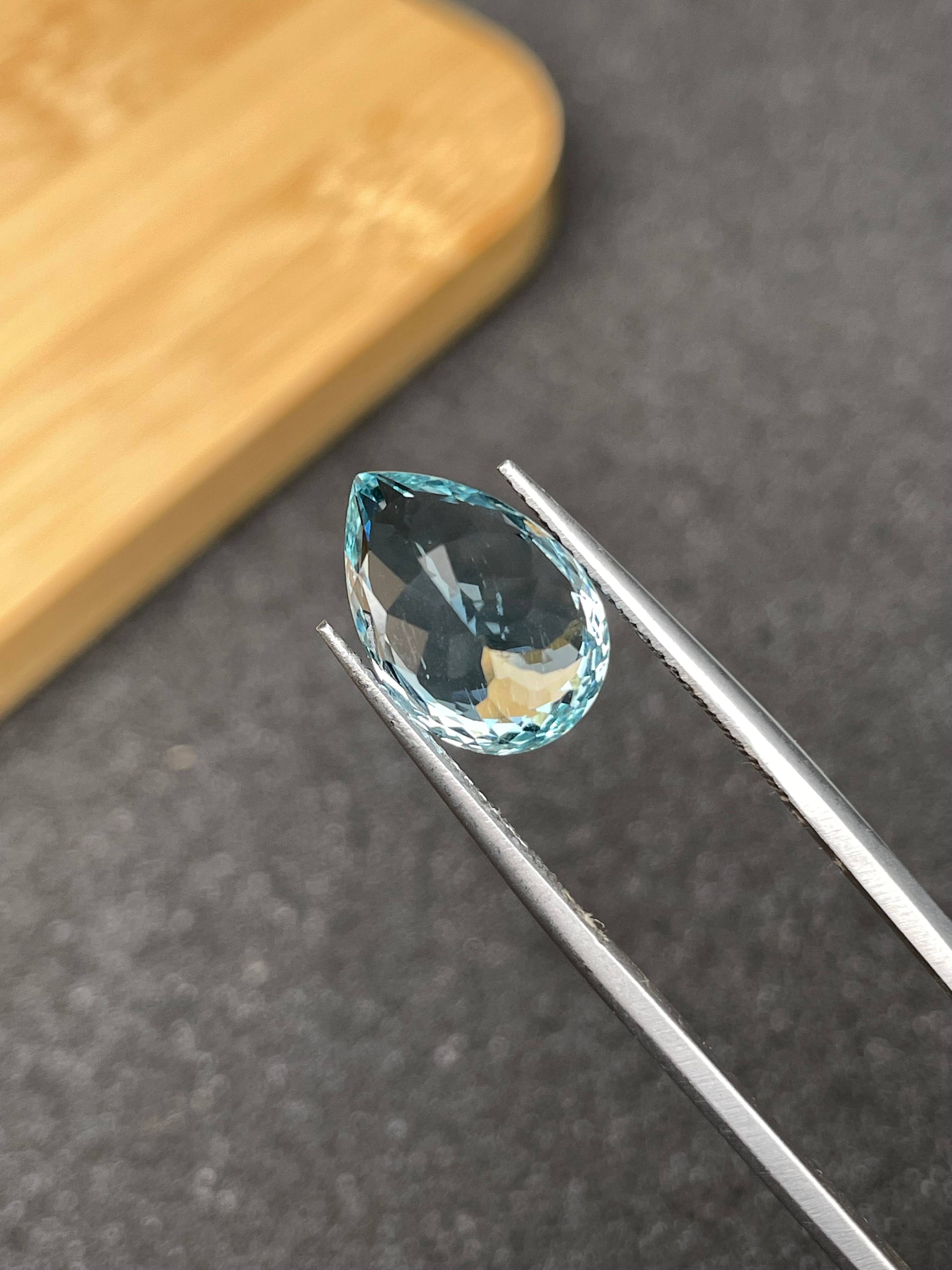 sky blue aquamarine, 5.27ct pear cut — view 6