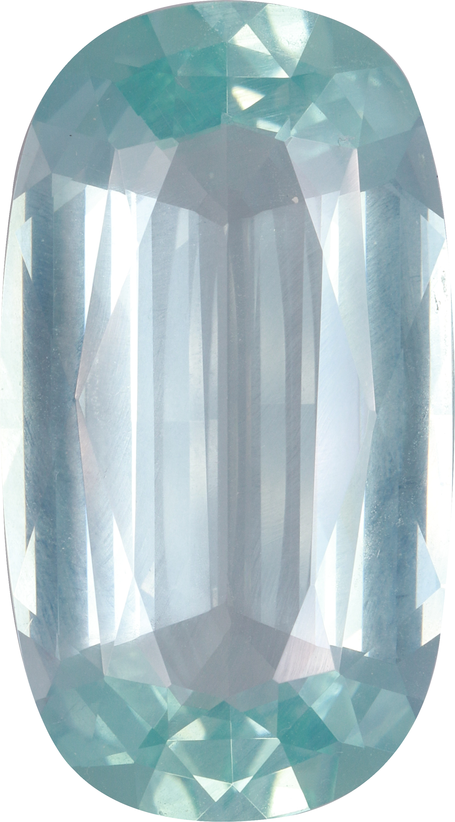 Oval cut aquamarine, 30.8 by 17.1 mm, shown at actual size