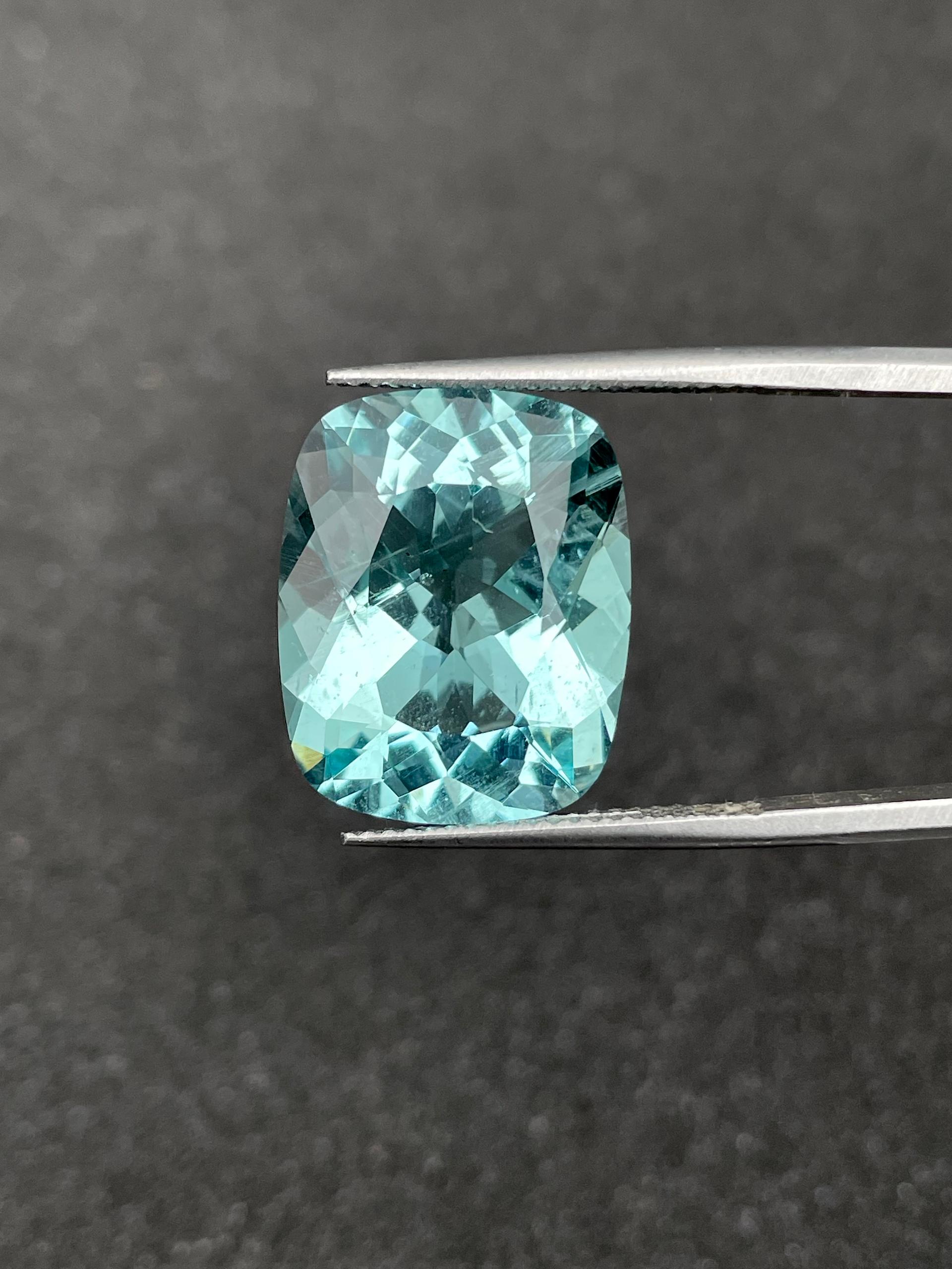 seafoam green aquamarine, 14.39ct cushion cut — view 5