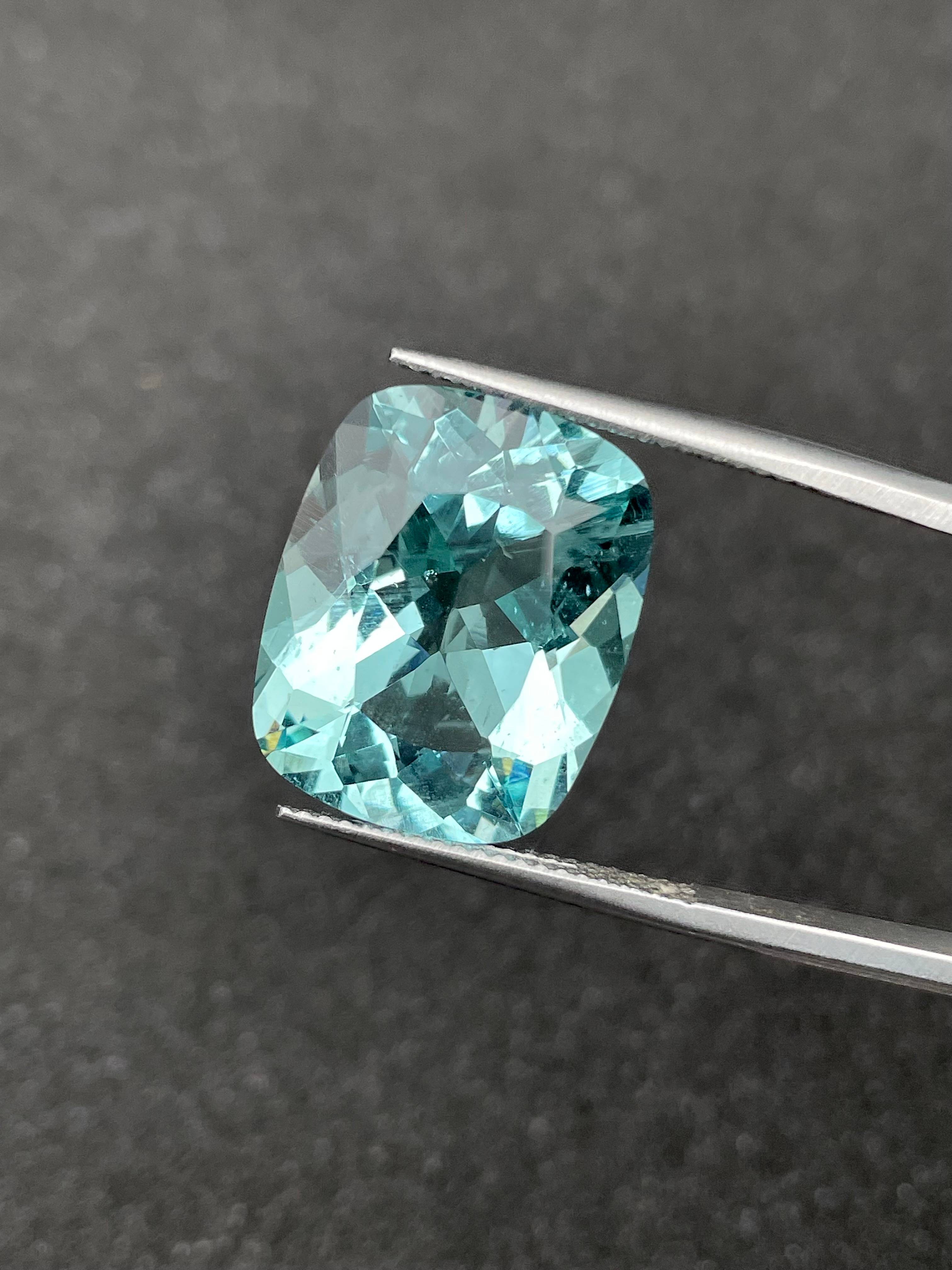 seafoam green aquamarine, 14.39ct cushion cut — view 6