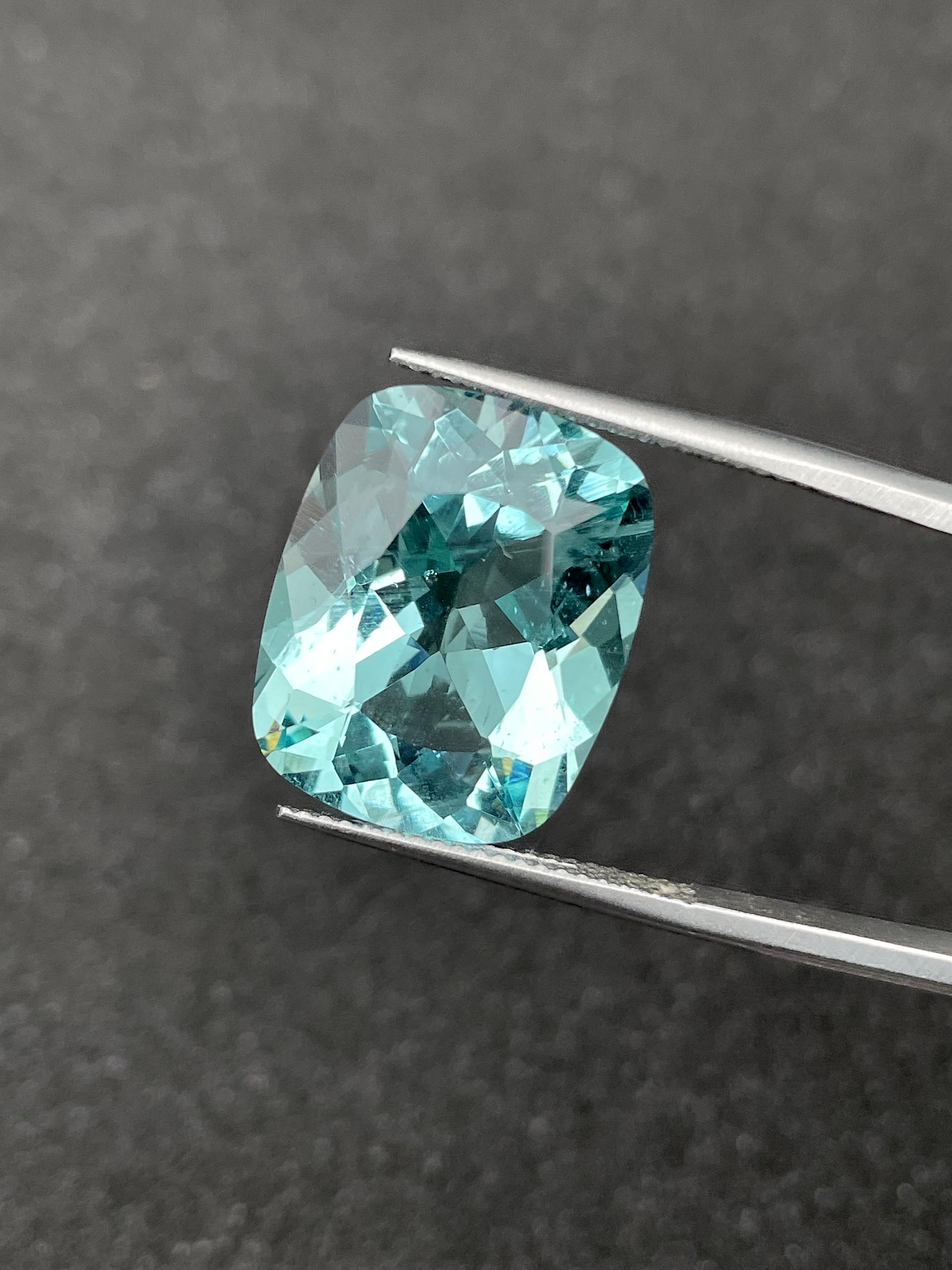 seafoam green aquamarine, 14.39ct cushion cut — view 6