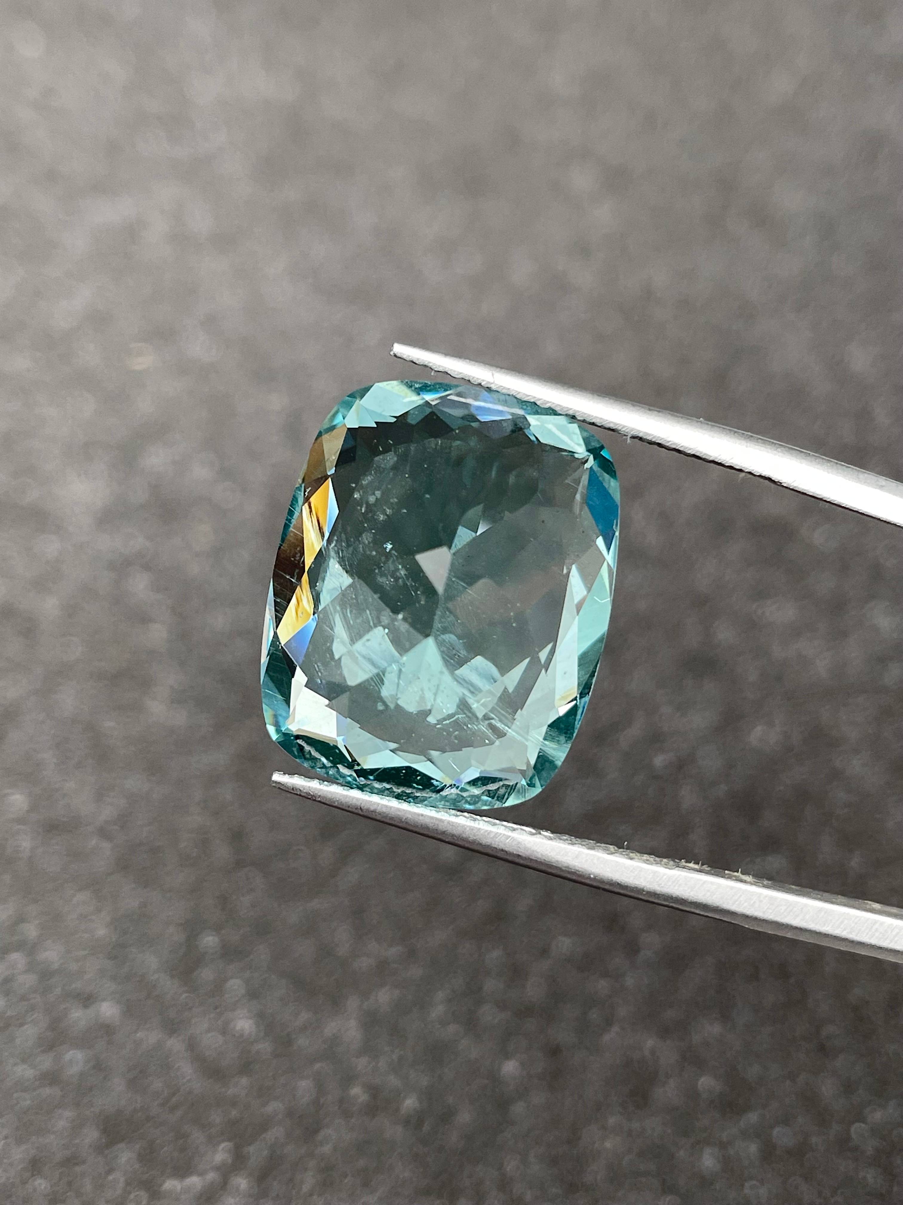 seafoam green aquamarine, 14.39ct cushion cut — view 7
