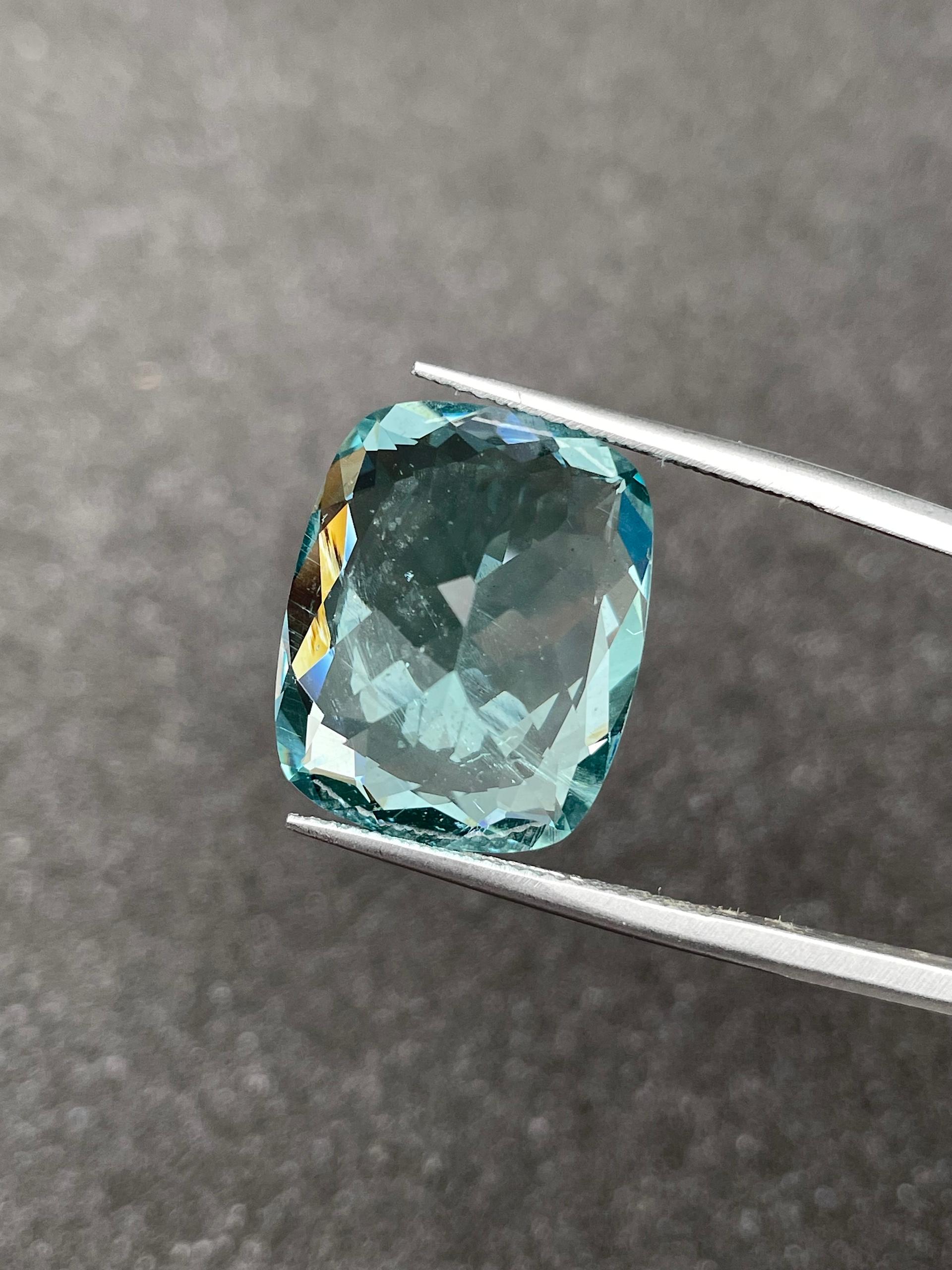 seafoam green aquamarine, 14.39ct cushion cut — view 7