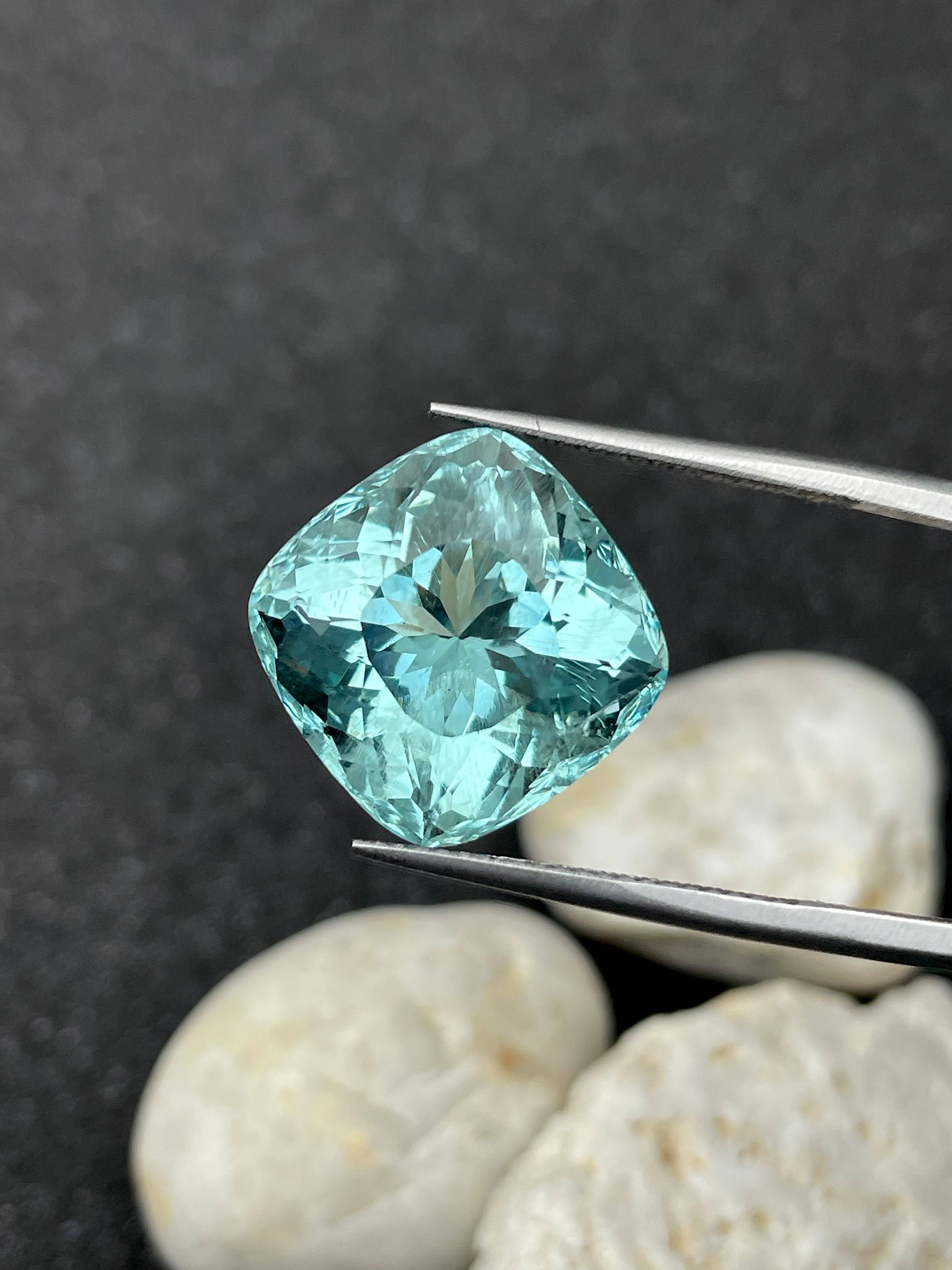seafoam green aquamarine, 15.09ct cushion cut — view 5